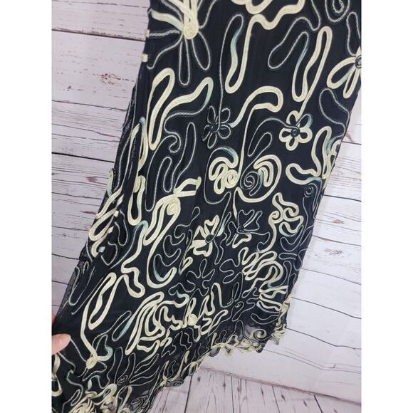 Jolibel Black Floral Applique V-Neck net Overlay Dress Women's Size 10 - Picture 11 of 12